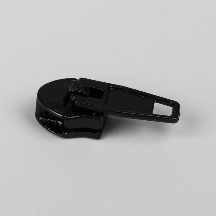 Замок полуавтоматический, со стопором к молнии, спираль, № 5, цвет чёрный