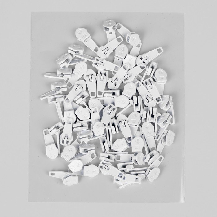 Замок полуавтоматический, со стопором к молнии, спираль, № 5, цвет белый