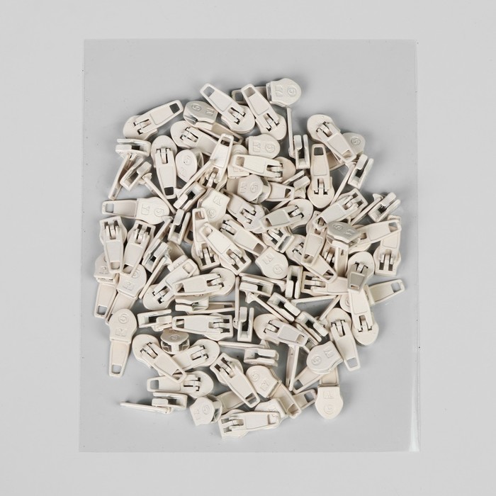 Замок полуавтоматический, со стопором к молнии, спираль, № 5, цвет кремовый