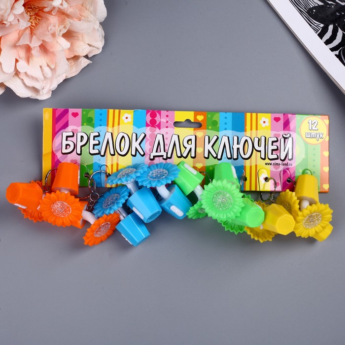 Фонарик на кольце "Цветочек в горшочке" мигает МИКС 5,7х3,5х3,5 см