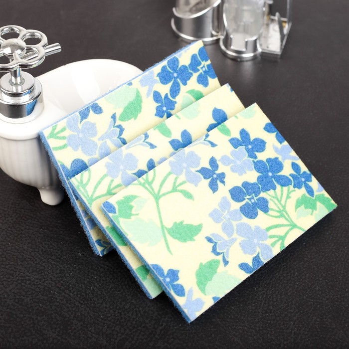 Набор губок для посуды, 3 шт 15х9х0,8 см