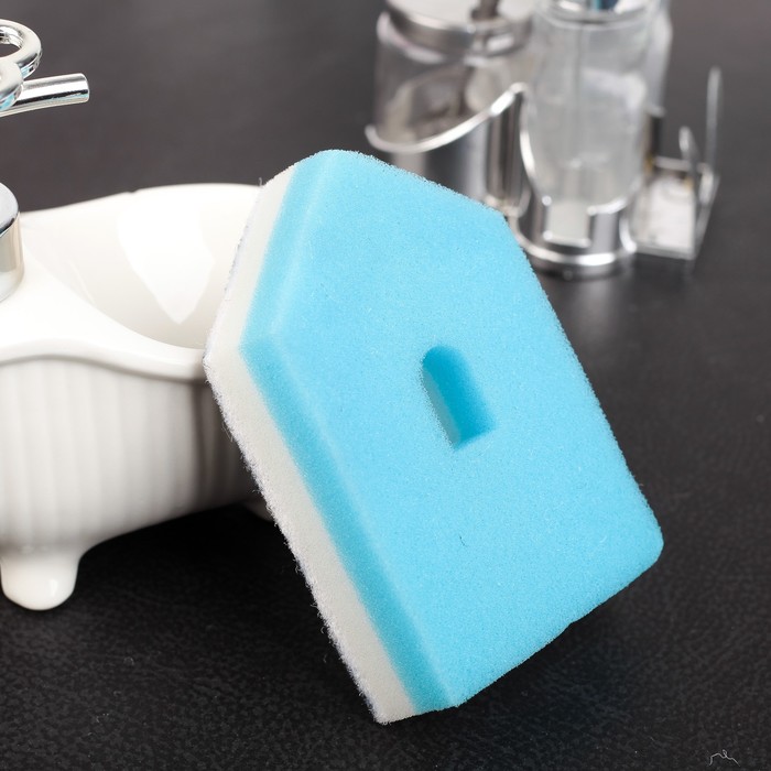 Губка для мытья посуды со скрабером 11,5х7,5х3 см "Домик"