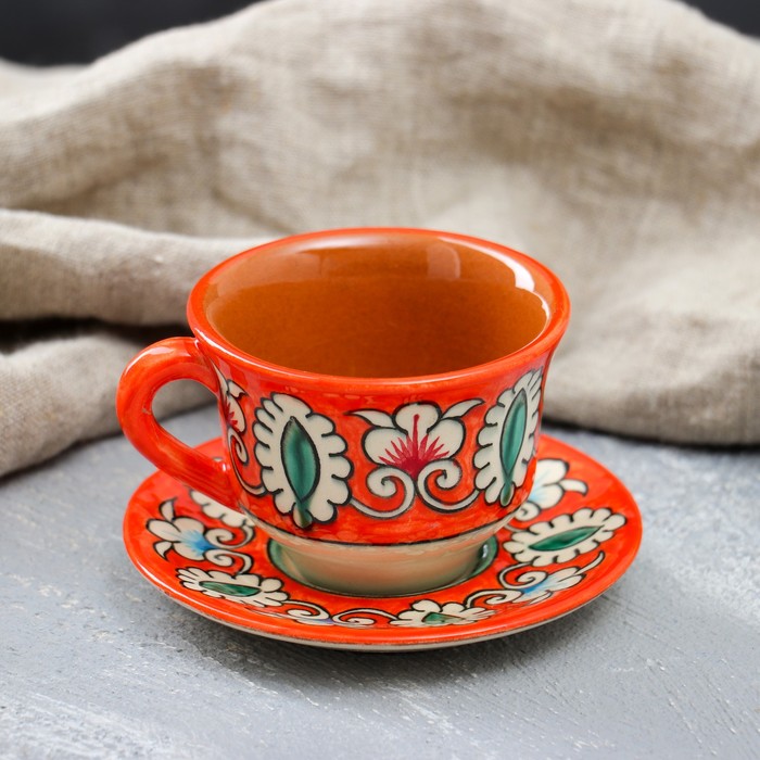Чайная пара 0,1л (тарелка 10см, чашка 7,5см) krasni