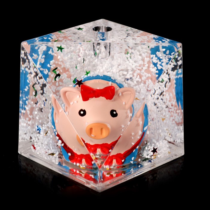 Сувенир настольный подставка для ручки "Поросюшка с бантиком" 6,5х6,5х6,5 см