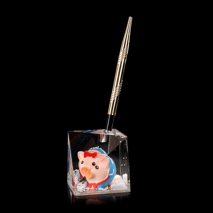 Сувенир настольный подставка для ручки "Поросюшка с бантиком" 6,5х6,5х6,5 см