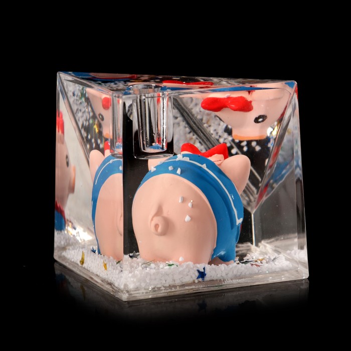 Сувенир настольный подставка для ручки "Поросюшка с бантиком" 6,5х6,5х6,5 см