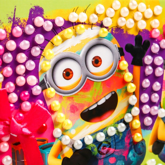 Аппликация жемчужными полубусинами "Ярких красок" Гадкий Я + бантик