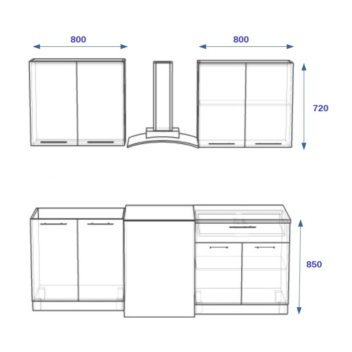 Кухонный гарнитур прямой Акация 12, 1600 мм, цвет Лайм