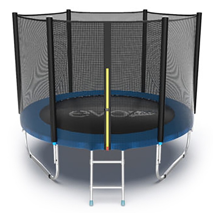 Батут с внешней сеткой и лестницей Evo Jump External, диаметр 8ft (244 см), цвет синий