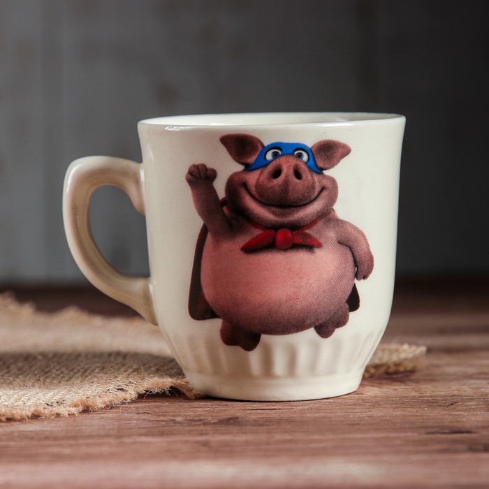 Кружка 0,35л "Сумская" белая, свинки, деколь, микс
