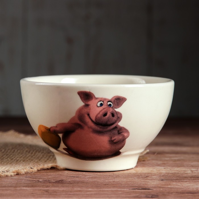 Салатник 0,5 л "Кисэ" белый, свинки, деколь, микс