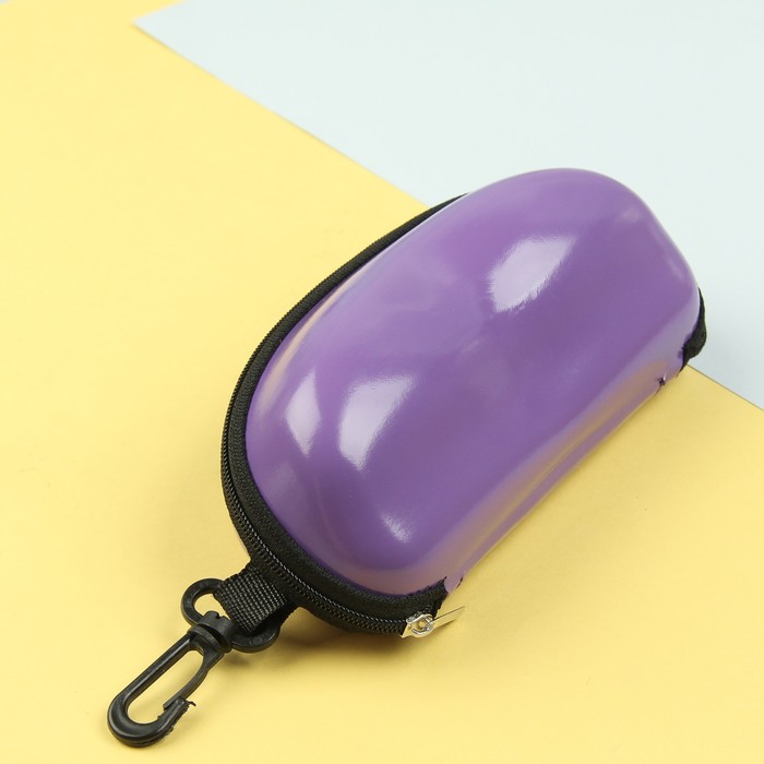 Футляр для очков, отдел на молнии, с карабином, цвет фиолетовый