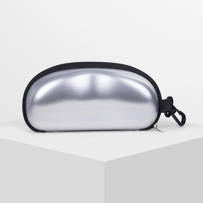 Футляр для очков, отдел на молнии, с карабином, цвет серый