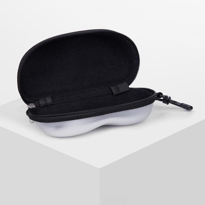 Футляр для очков, отдел на молнии, с карабином, цвет серый