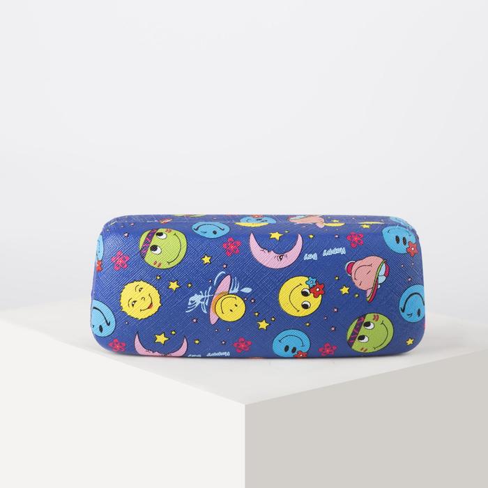 Футляр для очков "Смайлик", 1 отдел, цвет синий