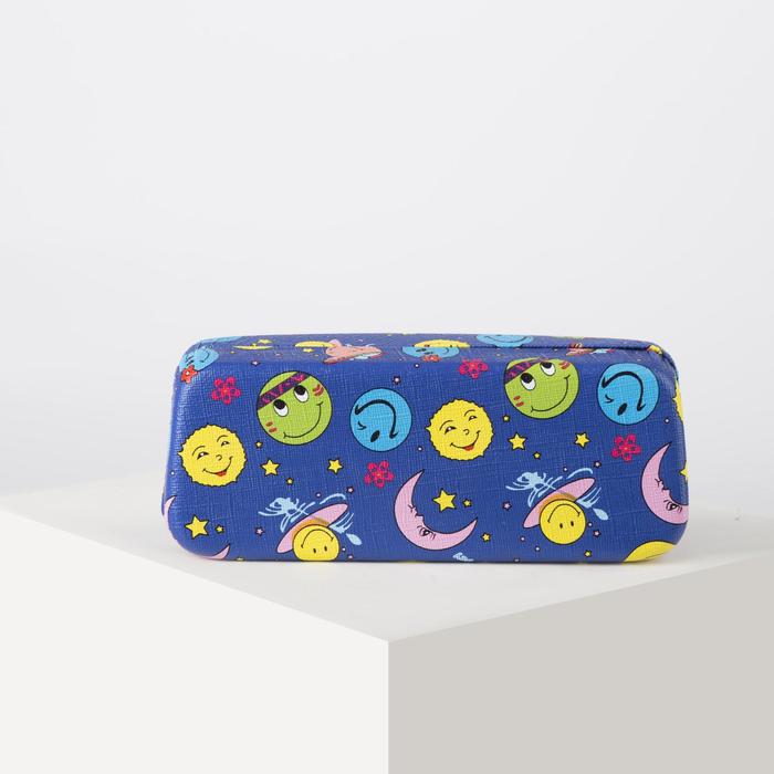 Футляр для очков "Смайлик", 1 отдел, цвет синий
