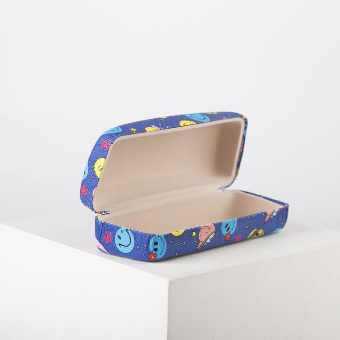 Футляр для очков "Смайлик", 1 отдел, цвет синий