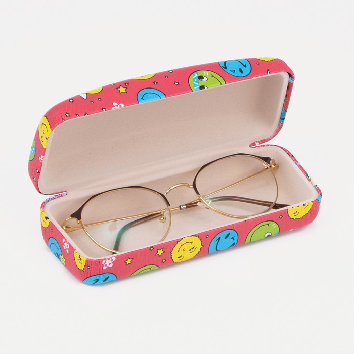 Футляр для очков "Смайлик", 1 отдел, цвет красный