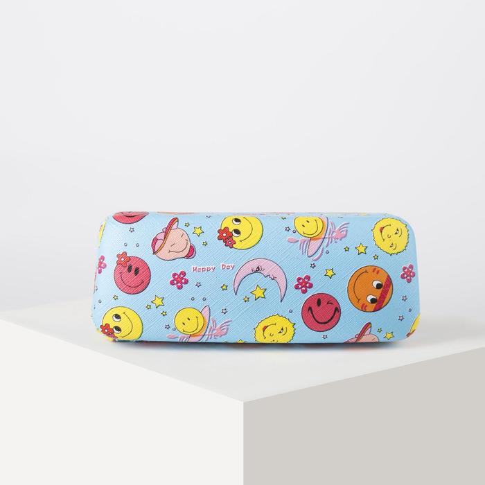 Футляр для очков "Смайлик", 1 отдел, цвет голубой