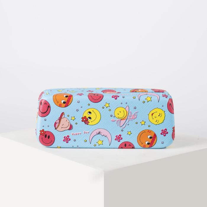 Футляр для очков "Смайлик", 1 отдел, цвет голубой