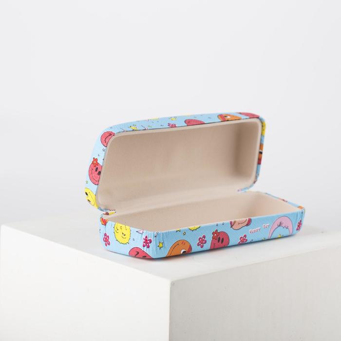 Футляр для очков "Смайлик", 1 отдел, цвет голубой