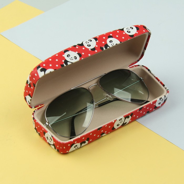 Футляр для очков "Панда", 1 отдел, цвет красный