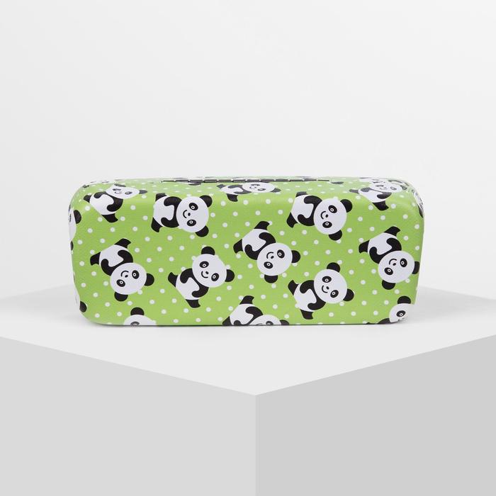 Футляр для очков "Панда", 1 отдел, цвет зелёный