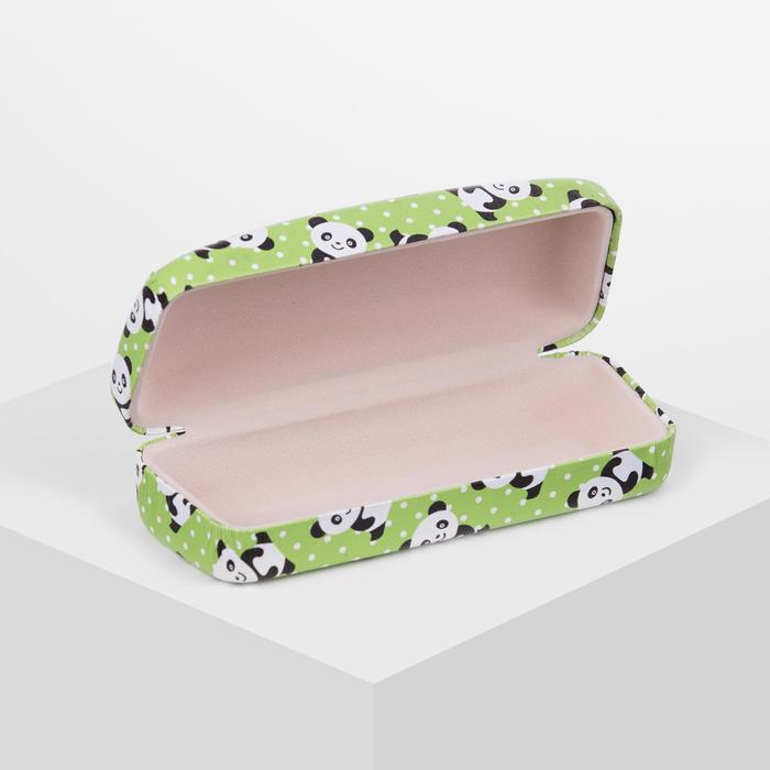 Футляр для очков "Панда", 1 отдел, цвет зелёный