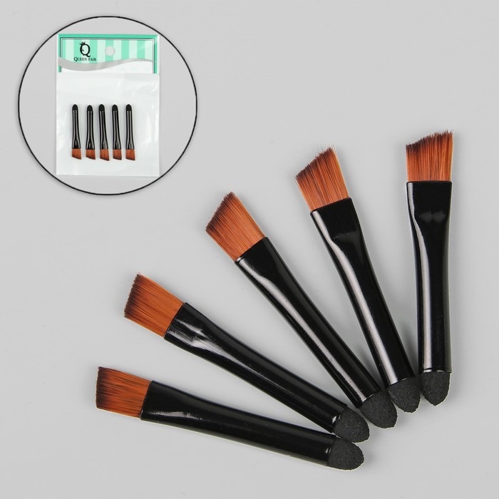 Набор кистей для макияжа "Мини", универсальная, скошенная, 5шт, цвет чёрный