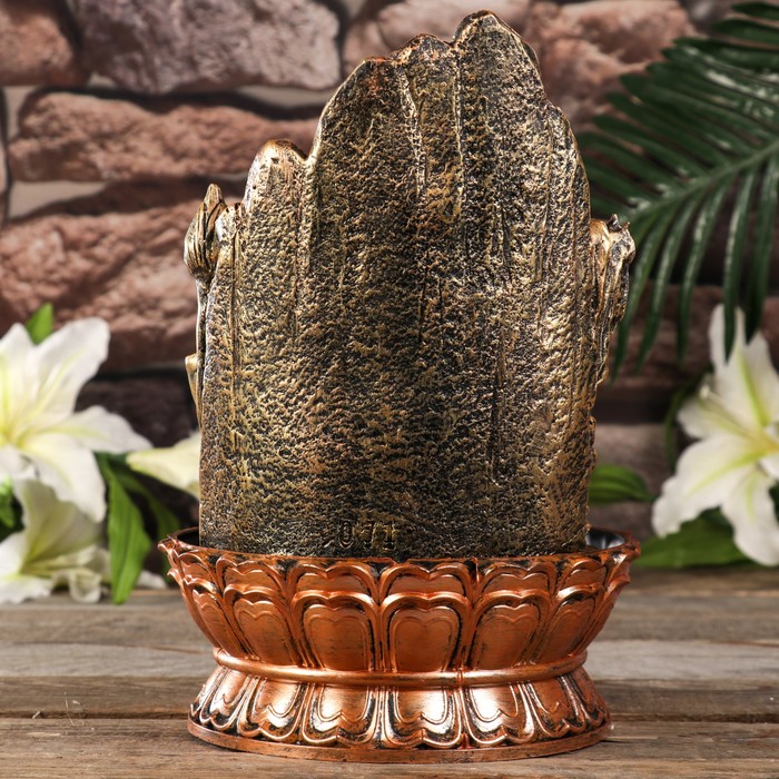 Фонтан настольный от сети, подсветка "Ганеша, Шива и Парвати у скалы" 29х20х20 см