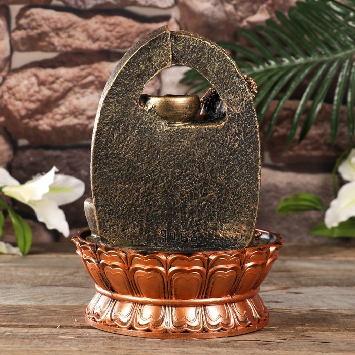 Фонтан настольный от сети "Будда у арки с водопадом" 28х20х20 см