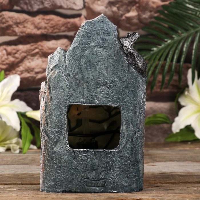 Фонтан настольный от сети, подсветка "Хотей с жезлом Жуи" серебро 25,8х16х14 см