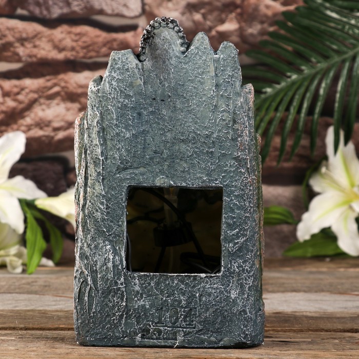 Фонтан настольный от сети, подсветка "Будда с лотосом" серебро 26х15,5х13,5 см