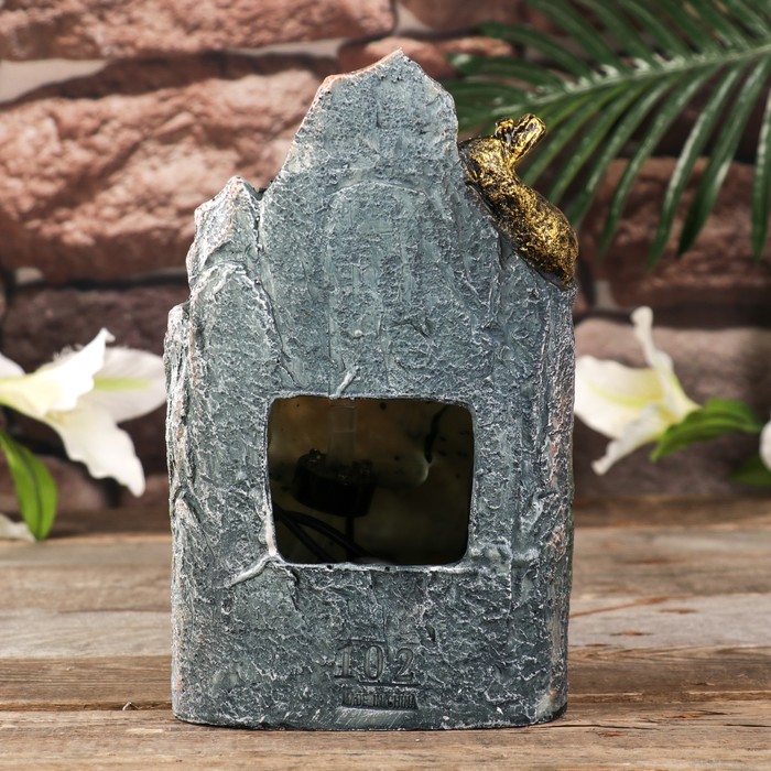 Фонтан настольный от сети, подсветка "Хотей с жезлом Жуи" золото 25,8х16х14 см