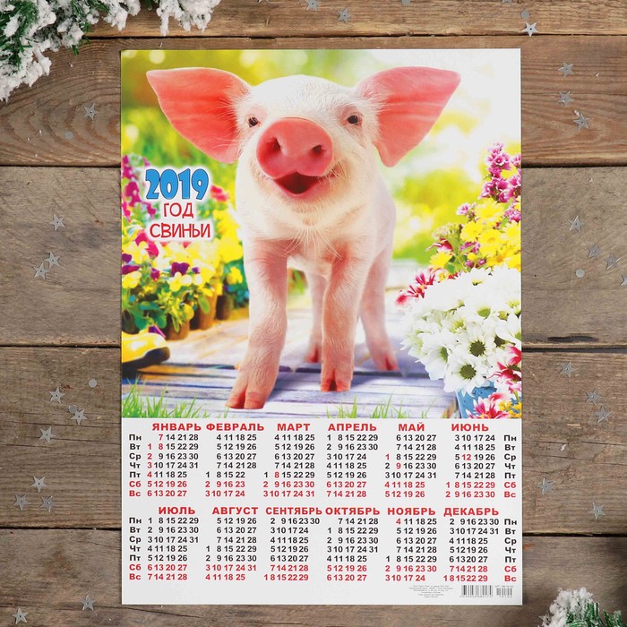 Календарь листовой А3 "Символ года - 2019 - 2" 29х42см