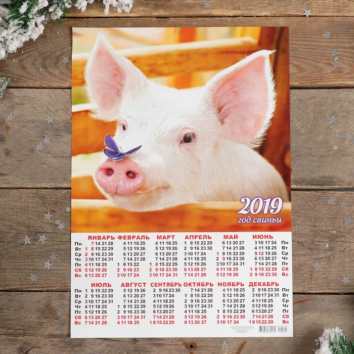 Календарь листовой А3 "Символ года - 2019 - 13" 29х42см