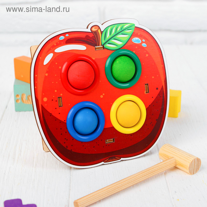 фото Стучалка-сортер «яблоко», с молотком, микс woodland toys