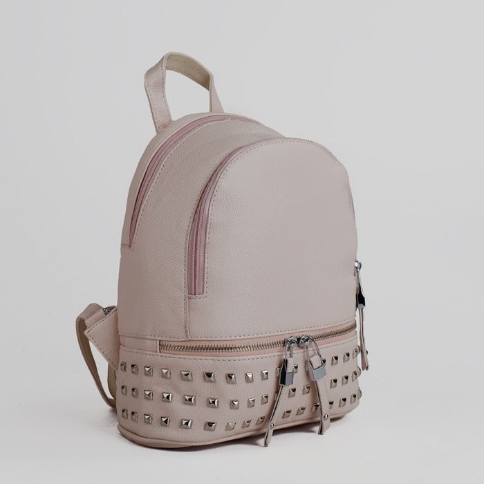 Рюкзак с 2 отделами на молниях, наружный карман, цвет пудровый