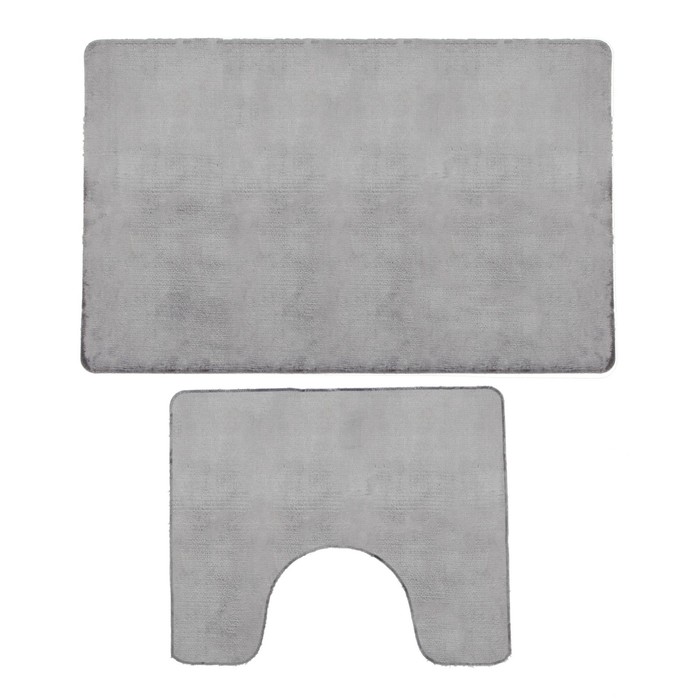 Набор ковриков для ванной и туалета 2 шт "Тень" 50х80, 50х40 см, цвет серый
