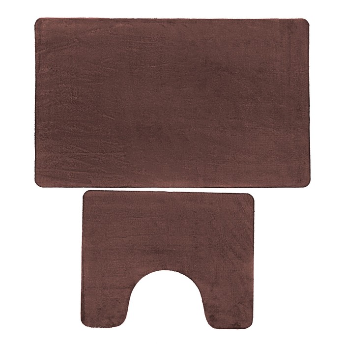 Набор ковриков для ванной и туалета 2 шт "Тень" 50х80, 50х40 см, цвет коричневый