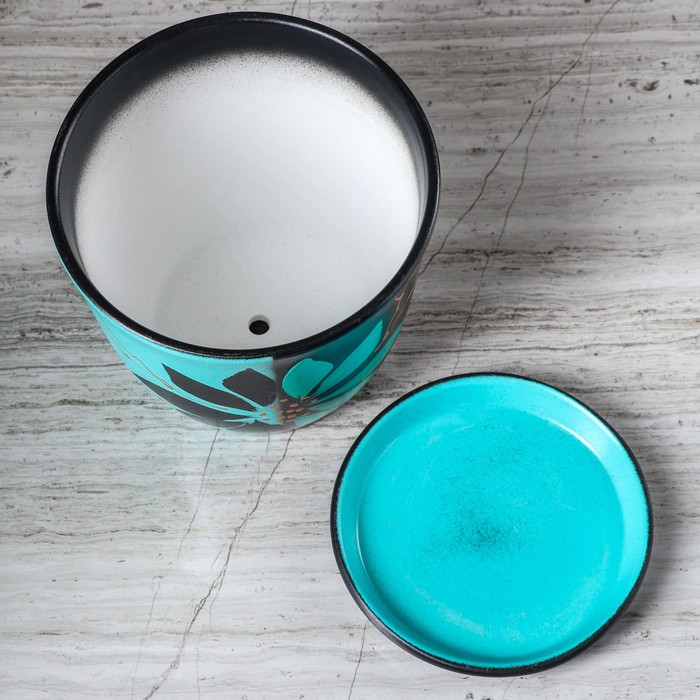 Кашпо "Глория" акрил, день-ночь, зелёно-чёрное, 2 л