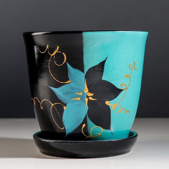 Кашпо "Глория" акрил, день-ночь, зелёно-чёрное, 2 л