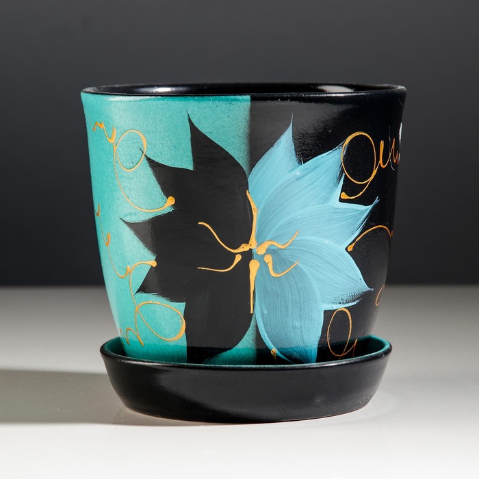 Кашпо "Глория" акрил, день-ночь, зелёно-чёрное, 1 л