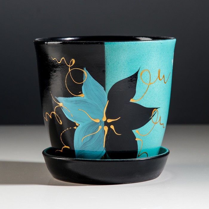 Кашпо "Глория" акрил, день-ночь, зелёно-чёрное, 1 л