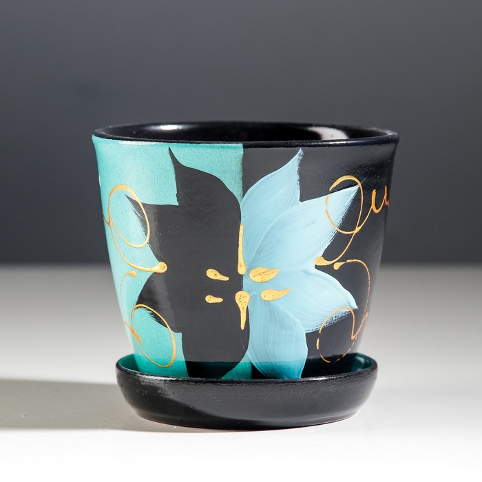 Кашпо "Глория" акрил, день-ночь, зелёно-чёрное, 0,5 л