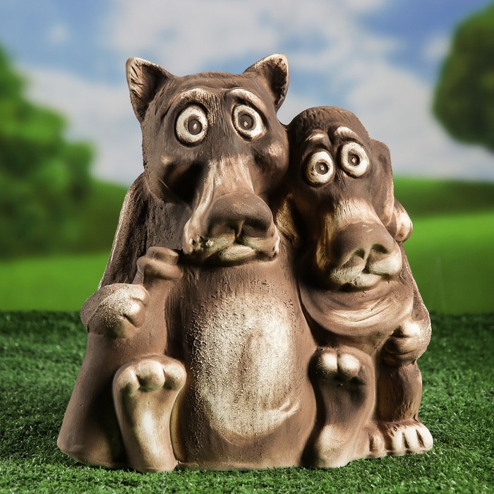 Садовая фигура "Волк и пес " шамот