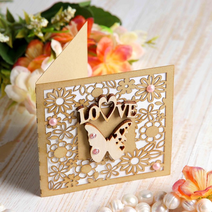 Открытка-мини &quot;Love&quot; бабочка, ручная работа