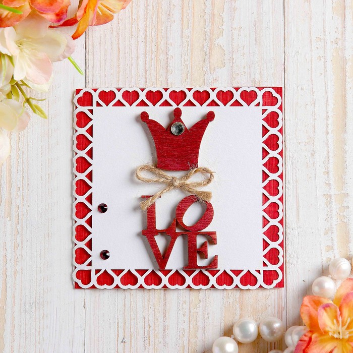Открытка-мини "Любовь" корона, ручная работа