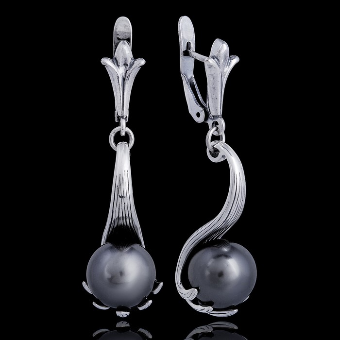 Серьги "Блекса", цвет чёрный в чернёном серебре