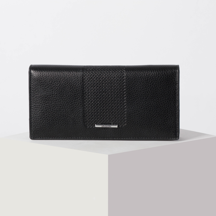 Портмоне мужское, 2 отдела для купюр, для карт, для монет, цвет чёрный